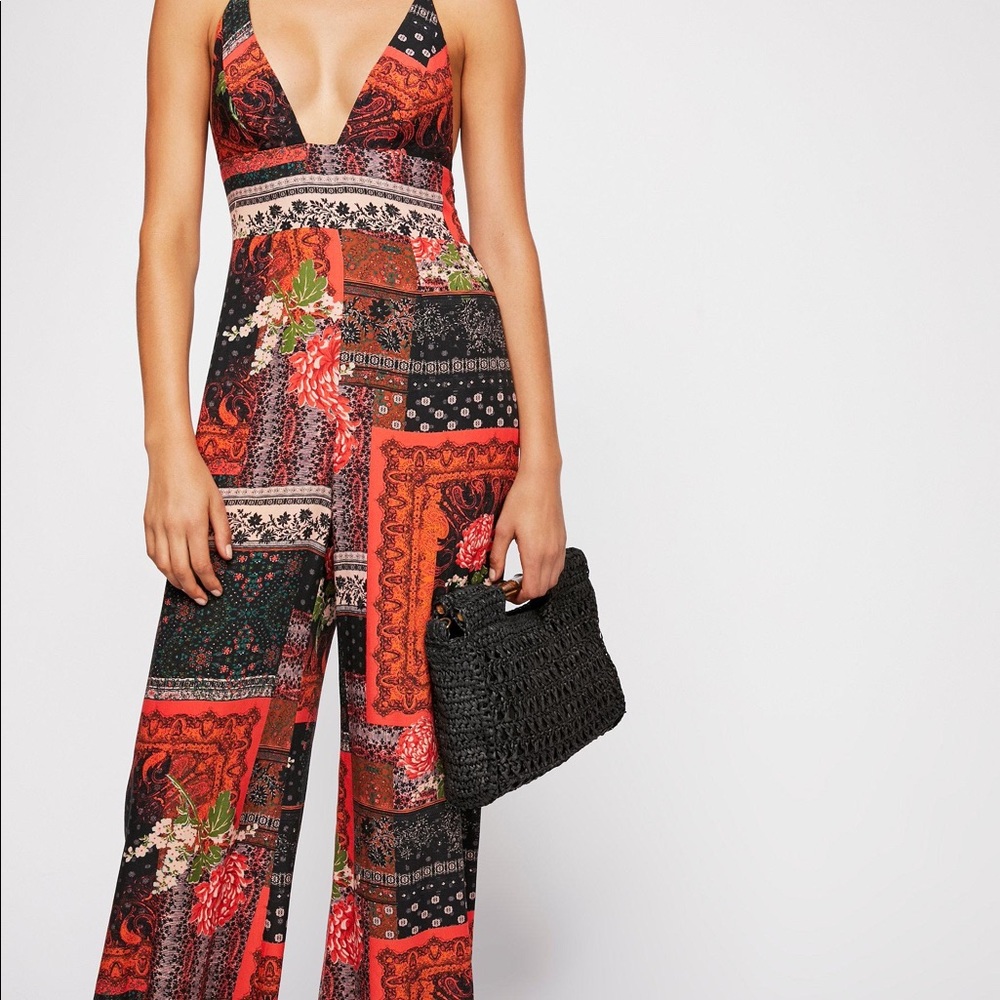 Free people sexy margarita patchwork jumpsuit 0